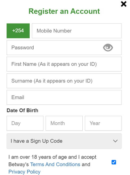 betway registration