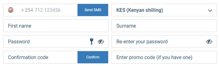 1xBet Registration Form