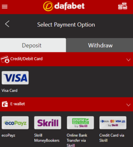 dafabet app deposit