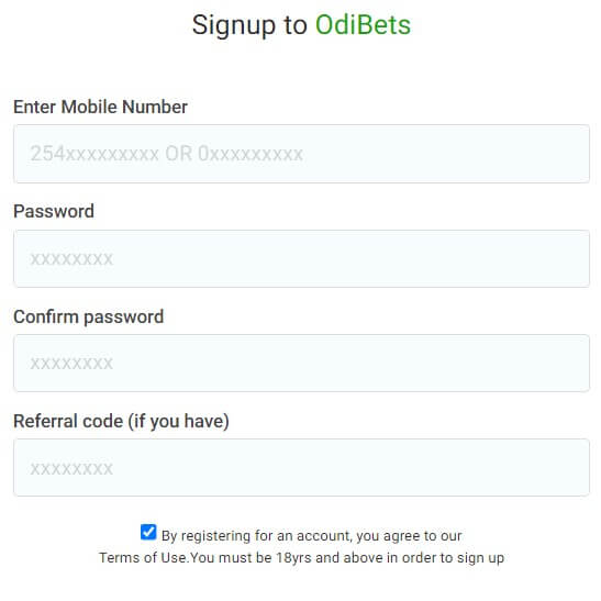 OdiBets Registration Form