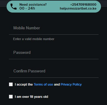 MozzartBet Registration Form