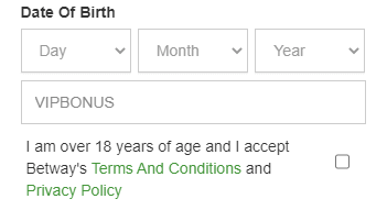 Betway Sign up Code