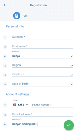 1xbet registration form