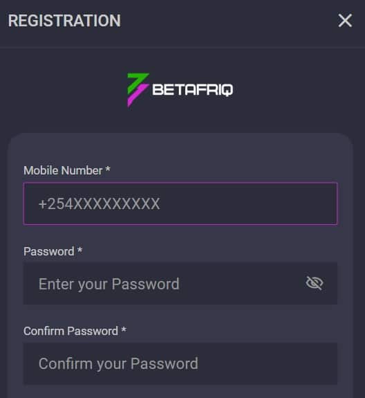 BetAfriq Registration Form