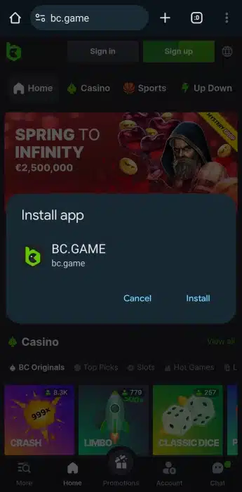 BC.Game Aplication Install